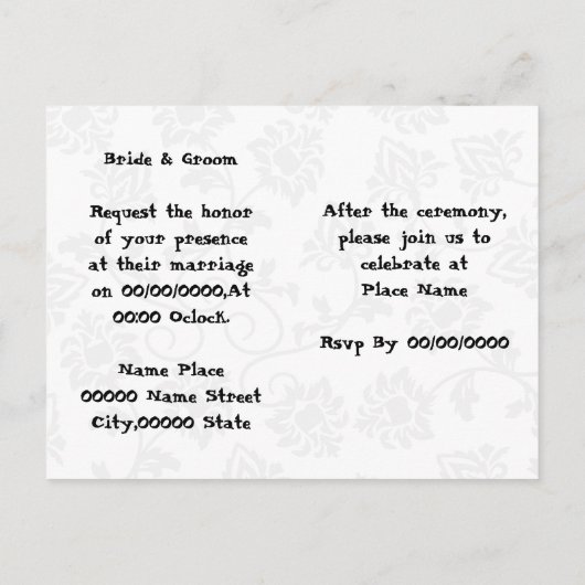 予算おもしろい結婚式招待状 インビテーションポストカード (裏面)