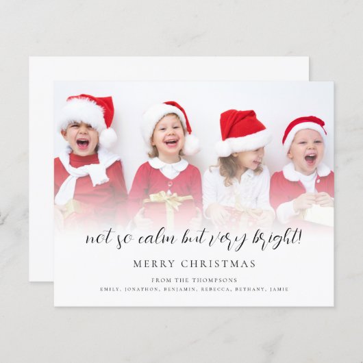 予算おもしろいNot So Calm Scriptフォトホリデーカード (正面/裏面)