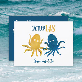 予算おもしろいOctopus Navyと金ゴールド保存日 案内ポストカード