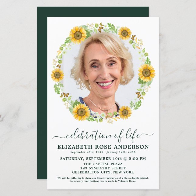 予算お祝いのライフひまわりフローラ写真 (正面/裏面)