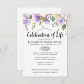 予算お祝いのライフパープルフローラ葬儀 ノートカード (正面/裏面)