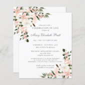 予算お祝いのライフピンクフローラ招待状 (正面/裏面)