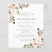 予算お祝いのライフピンクフローラ招待状 (正面)