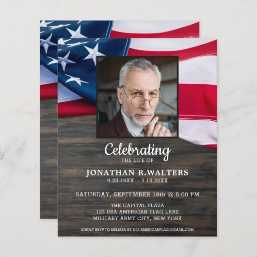 予算お祝いの生活の愛国的招待状 (正面/裏面)