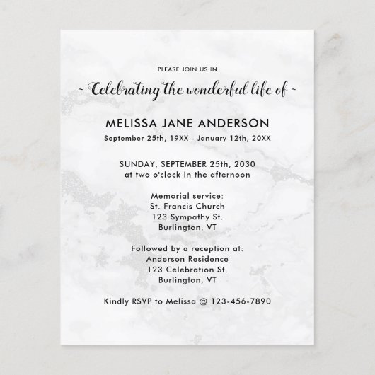 予算お祝いの生活3写真葬儀大理石 (裏面)