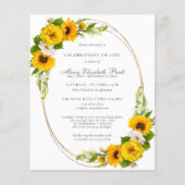 予算お祝いオブライフひまわり招待状 (正面)