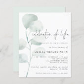 予算お祝いオブライフセージユーカリプタス招待状 (正面/裏面)