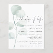 予算お祝いオブライフセージユーカリプタス招待状 (正面)