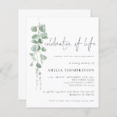 予算お祝いオブライフユーカリ招待状 (正面/裏面)