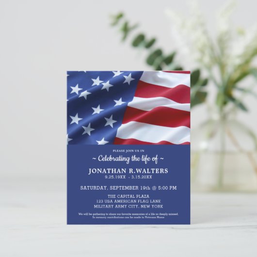 予算お祝いオブライフ米国国旗招待状 (スタンド正面)