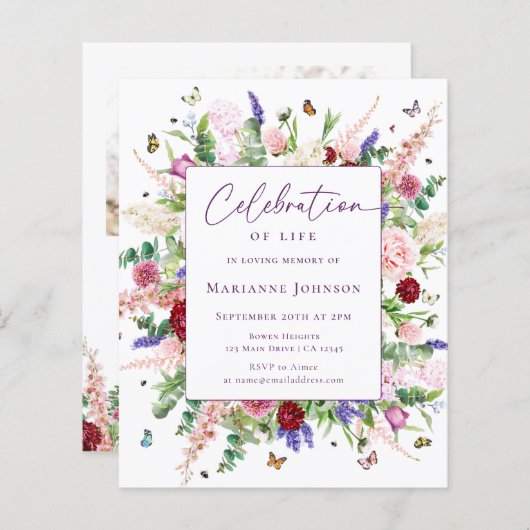 予算お祝いライフフローラメモリアル (正面/裏面)