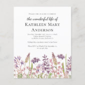 予算お祝いライフ招待状 |ワイルドフラワー (正面)