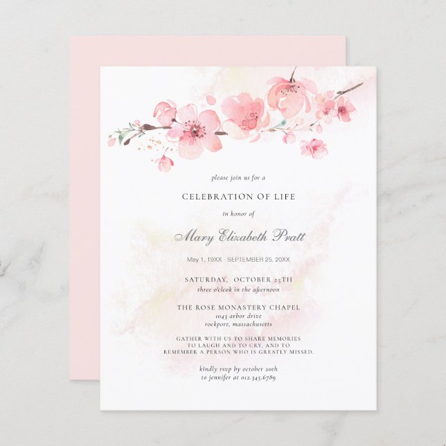 予算お祝いライフ葬儀ピンクフローラ (正面/裏面)