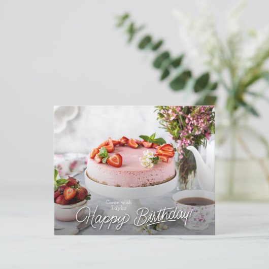 予算お誕生日ケーキパーティの招待状 (スタンド正面)