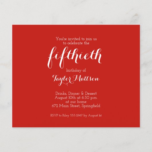 予算お誕生日ケーキパーティの招待状 (裏面)