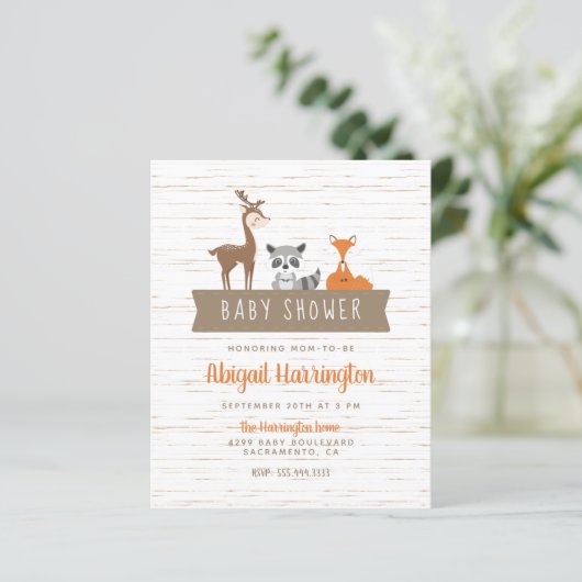 予算かわいいウッドランド動物のバナー赤ちゃんシャワー (スタンド正面)