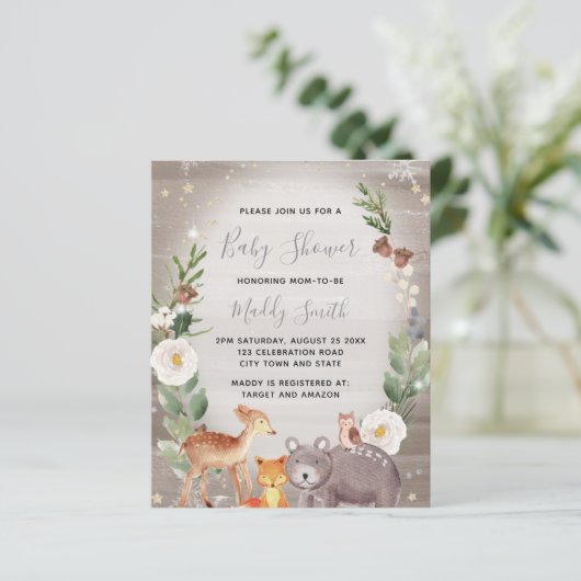 予算かわいいウッドランド動物の冬の赤ちゃんシャワー (スタンド正面)