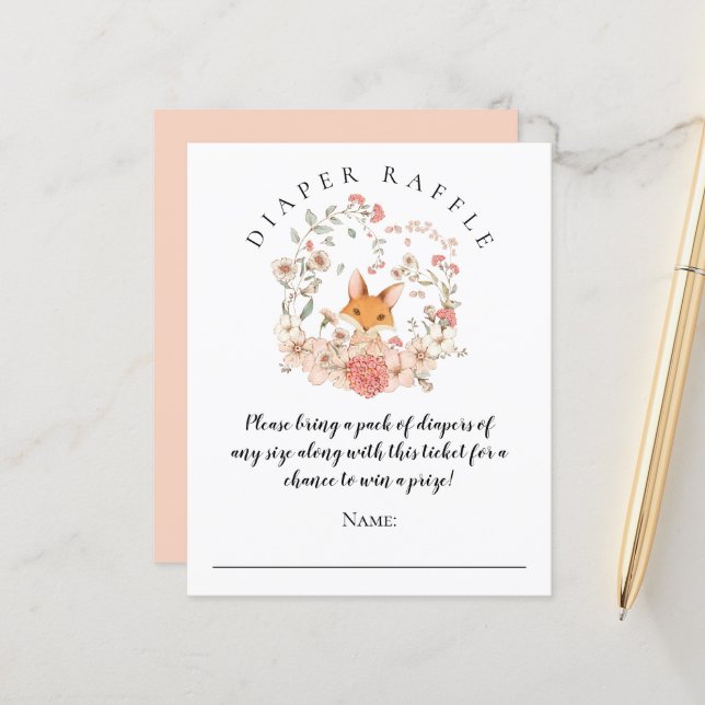 予算かわいいキツネおむつラッフルガールベビーシャワー (正面/裏面インサイチュ)