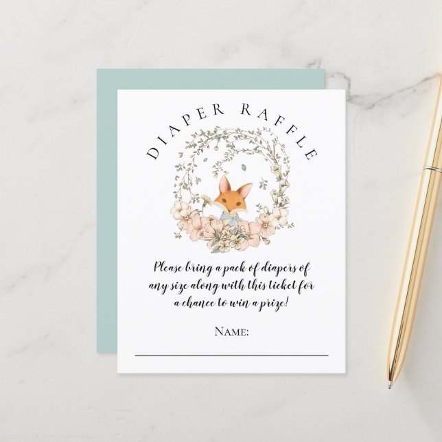 予算かわいいキツネおむつラッフルボーイベビーシャワー (正面/裏面インサイチュ)
