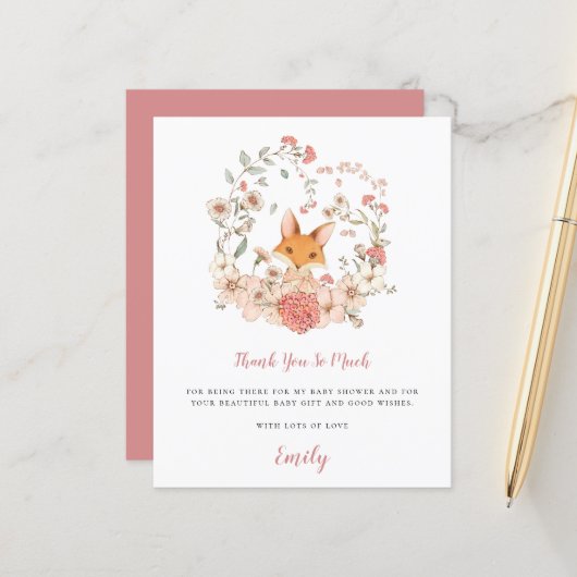 予算かわいいキツネコーラルベイビーシャワーありがとう (正面/裏面インサイチュ)