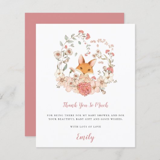 予算かわいいキツネコーラルベイビーシャワーありがとう (正面/裏面)