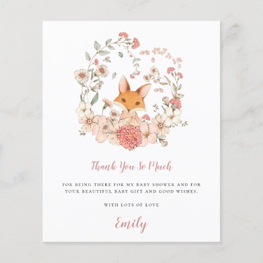 予算かわいいキツネコーラルベイビーシャワーありがとう (正面)