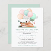 予算かわいいキツネスリープティール（緑がかった色）仮想ベビーシャワー (正面/裏面)