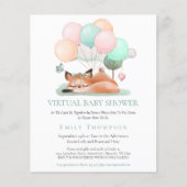 予算かわいいキツネスリープティール（緑がかった色）仮想ベビーシャワー (正面)