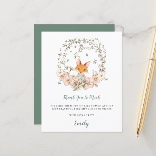 予算かわいいキツネセージ赤ちゃんシャワーありがとう (正面/裏面インサイチュ)