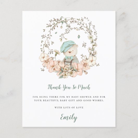 予算かわいいクマセージ赤ちゃんシャワーありがとう (正面)