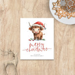予算かわいいサンタハットハイランドカウメリークリスマス<br><div class="desc">予算かわいいサンタハットハイランド牛メリークリスマス。4.5 x 5.6インチ110lbsの半光沢を低価格で提供し、ポストカードと同様の厚さを実現。1枚に1枚ある。フェスティバルの可愛さあなたの休日の願いのために、このおもしろいデザインと彼のサンタハットの甘い高地の牛と。メリークリスマスは決まった台本の中スタイリッシュで、下にあなたの名前をパーソナライズしている。</div>