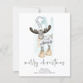予算かわいいトナカイのスクリプトメリークリスマスカード (正面)