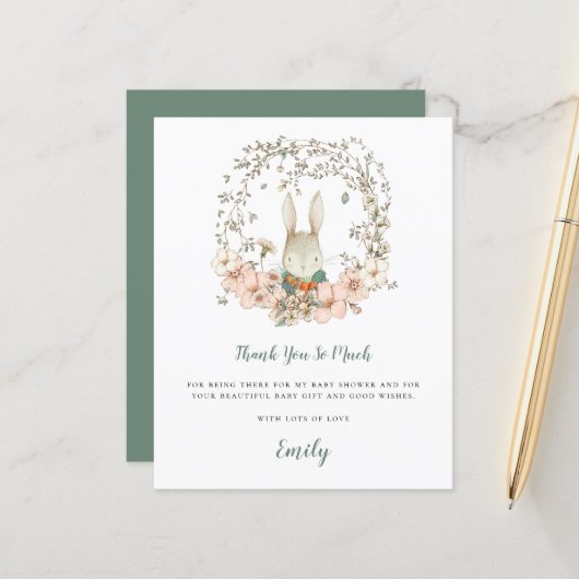 予算かわいいバニーセージ赤ちゃんシャワーありがとう (正面/裏面インサイチュ)