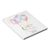 予算かわいいバルーンピンク金ゴールドワン招待状 ノートパッド (アングル)