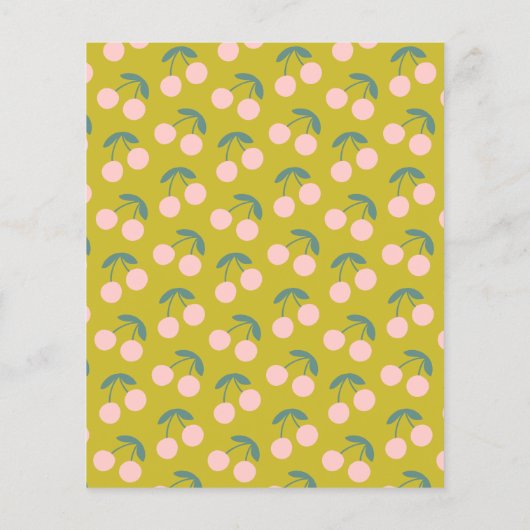 予算かわいいピンクの緑のさくらんぼフルーツ赤ちゃんシャワー (裏面)