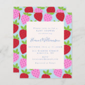 予算かわいいピンク色のブルーストロベリーフルーツ赤ちゃんシャワー (正面/裏面)