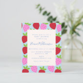 予算かわいいピンク色のブルーストロベリーフルーツ赤ちゃんシャワー (スタンド正面)