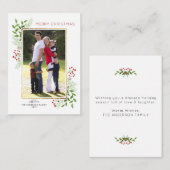 予算かわいいメリークリスマスベリーの写真の休日 ノートカード (正面/裏面)