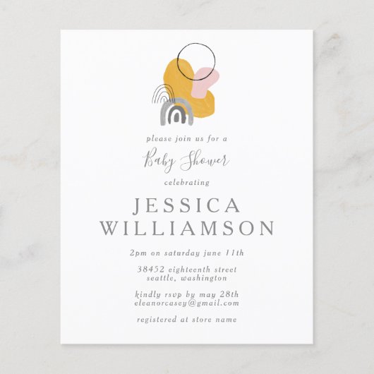 予算かわいい抽象芸術ボホイエローベイビーシャワー (正面)