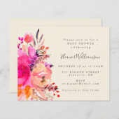 予算かわいい明るいピンクのフローラシンプルベビーシャワー (正面/裏面)