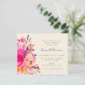 予算かわいい明るいピンクのフローラシンプルベビーシャワー (スタンド正面)