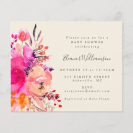 予算かわいい明るいピンクのフローラシンプルベビーシャワー