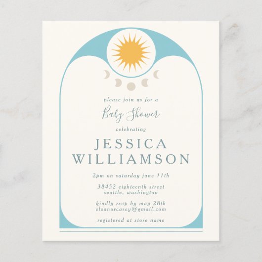 予算かわいい星月月の青い赤ちゃんシャワー (正面)