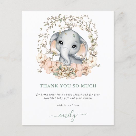 予算かわいい象のセージ赤ちゃんシャワーありがとう (正面)