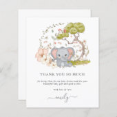 予算かわいい象の花模様赤ちゃんシャワーありがとう (正面/裏面)