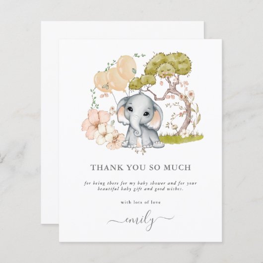 予算かわいい象の赤ちゃんシャワーありがとう (正面/裏面)