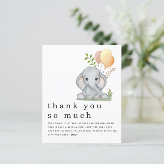 予算かわいい象の赤ちゃんシャワー黄色ありがとう (スタンド正面)