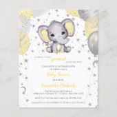 予算かわいい象の黄色のバルーン赤ちゃんシャワー (正面)