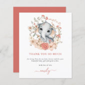 予算かわいい象サンゴ赤ちゃんシャワーありがとう (正面/裏面)