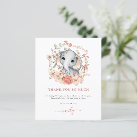 予算かわいい象サンゴ赤ちゃんシャワーありがとう (スタンド正面)